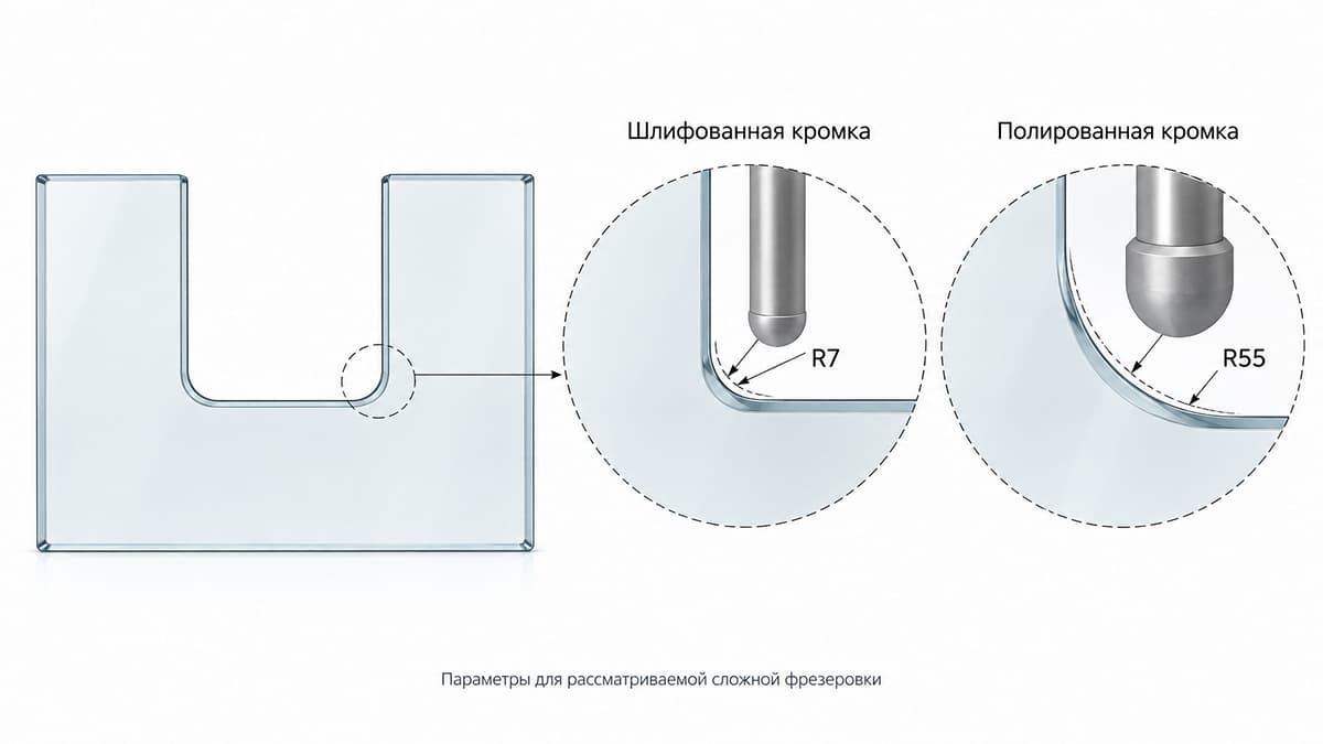 Влияние внутреннего радиуса и обработки кромки на изготовление сложного контура стекла