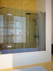 Заказать Распашная стеклянная шторка для ванны Тип 3 в Москве