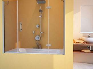 Распашные стеклянные шторки для ванной в короткие сроки с гарантией завода производителя – примеры наших работ
